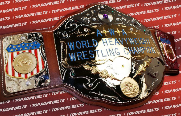 AWA World Title Belt on brown leather