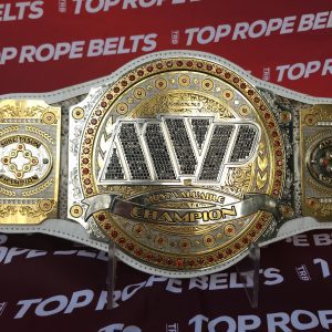Ornate MVP championship belt with gold plates